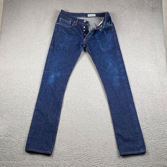 Gustin Selvedge Skinny Jeans Button Fly Men's 30x32 Blue Medium Wash - Picture 1 of 16